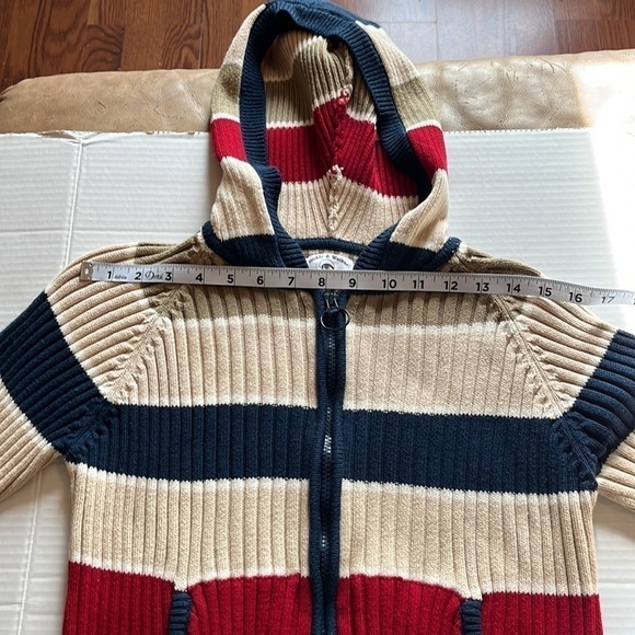 Dickie Walker, authentic marine-size S-blue/tan/Green/red/cream striped sweater - Picture 8 of 10